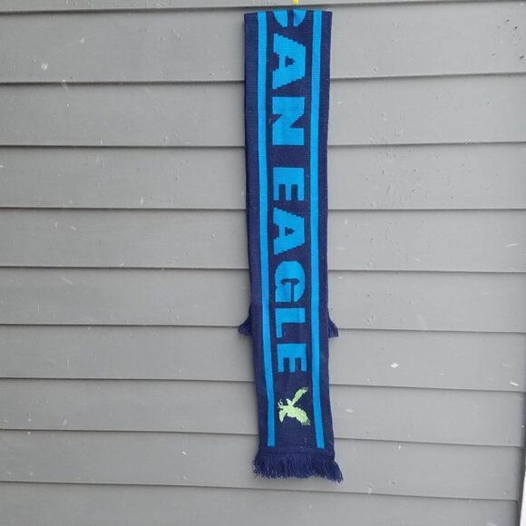 American Eagle Blue Black Knit Scarf 72" x 6 1/2" - Picture 5 of 6